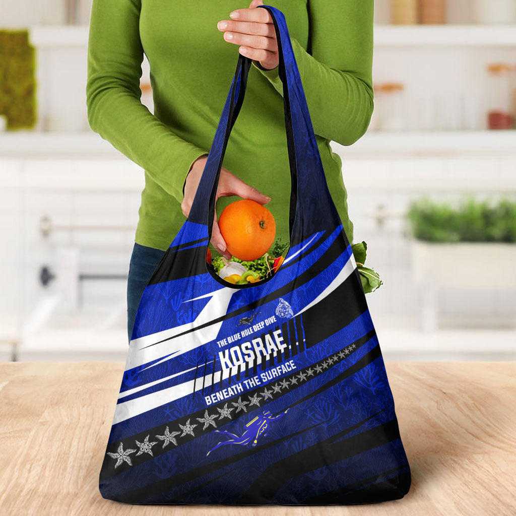 Kosrae Deep Sea Scuba Diving Grocery Bag Blue Hole Beneath The Surface Coral Reef Graphic Art