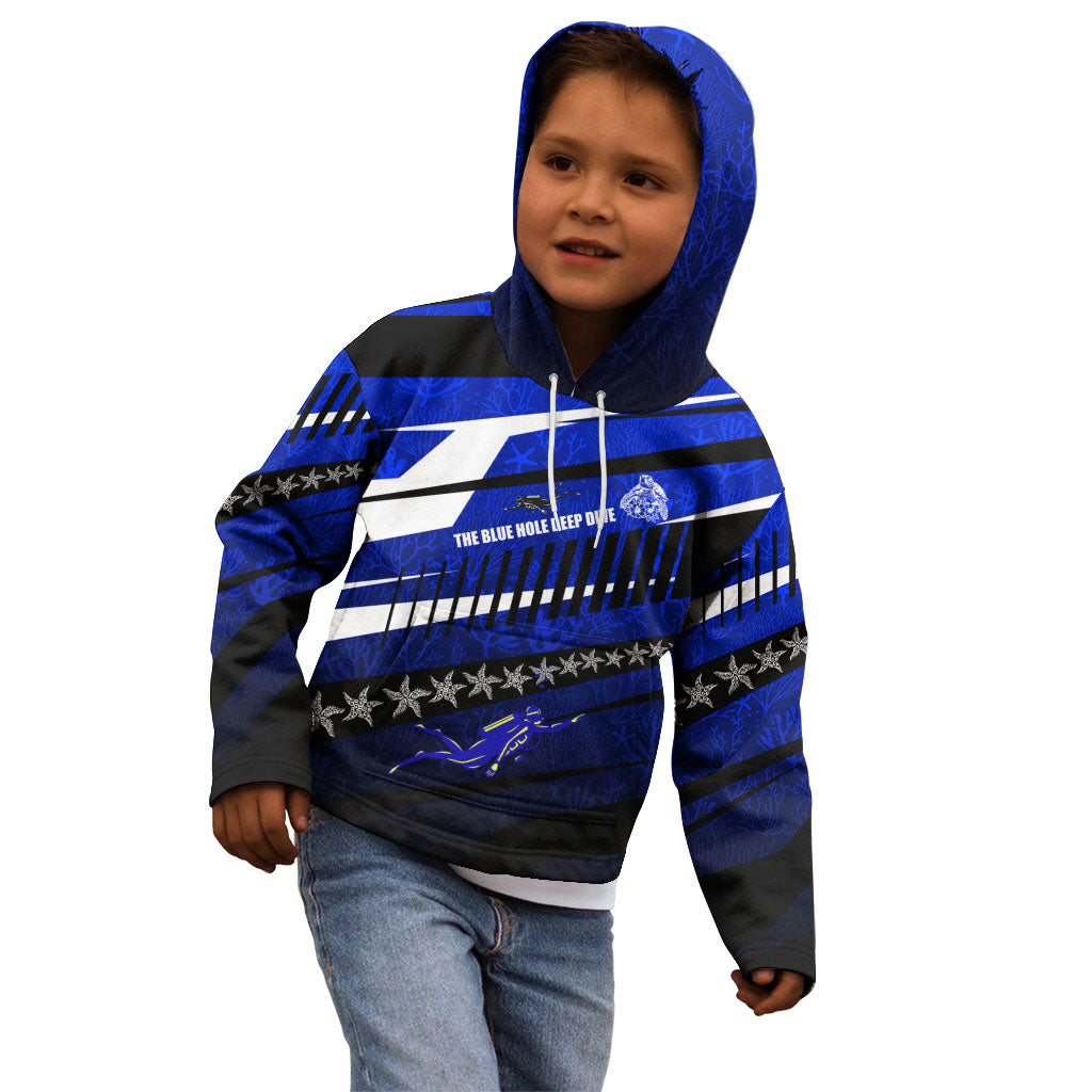 Kosrae Deep Sea Scuba Diving Kid Hoodie Blue Hole Beneath The Surface Coral Reef Graphic Art