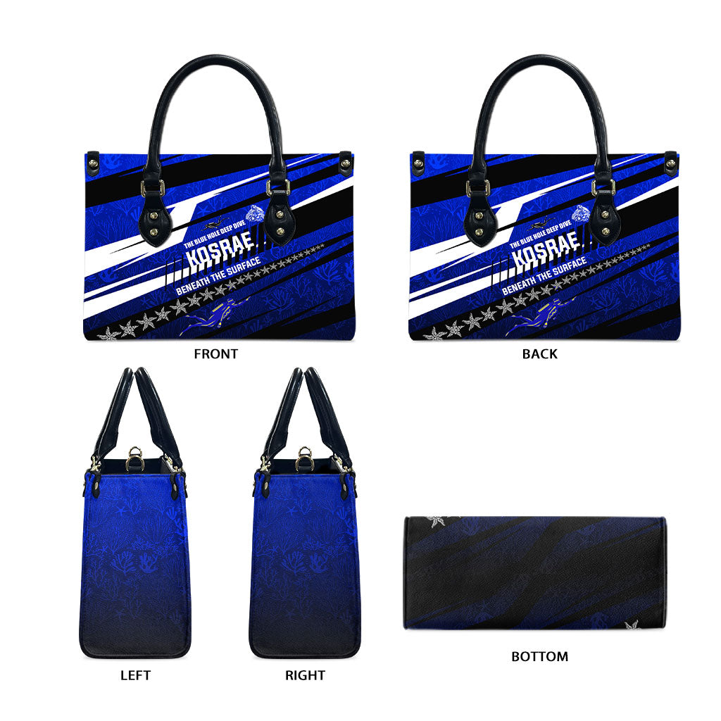 Kosrae Deep Sea Scuba Diving Leather Bag Blue Hole Beneath The Surface Coral Reef Graphic Art