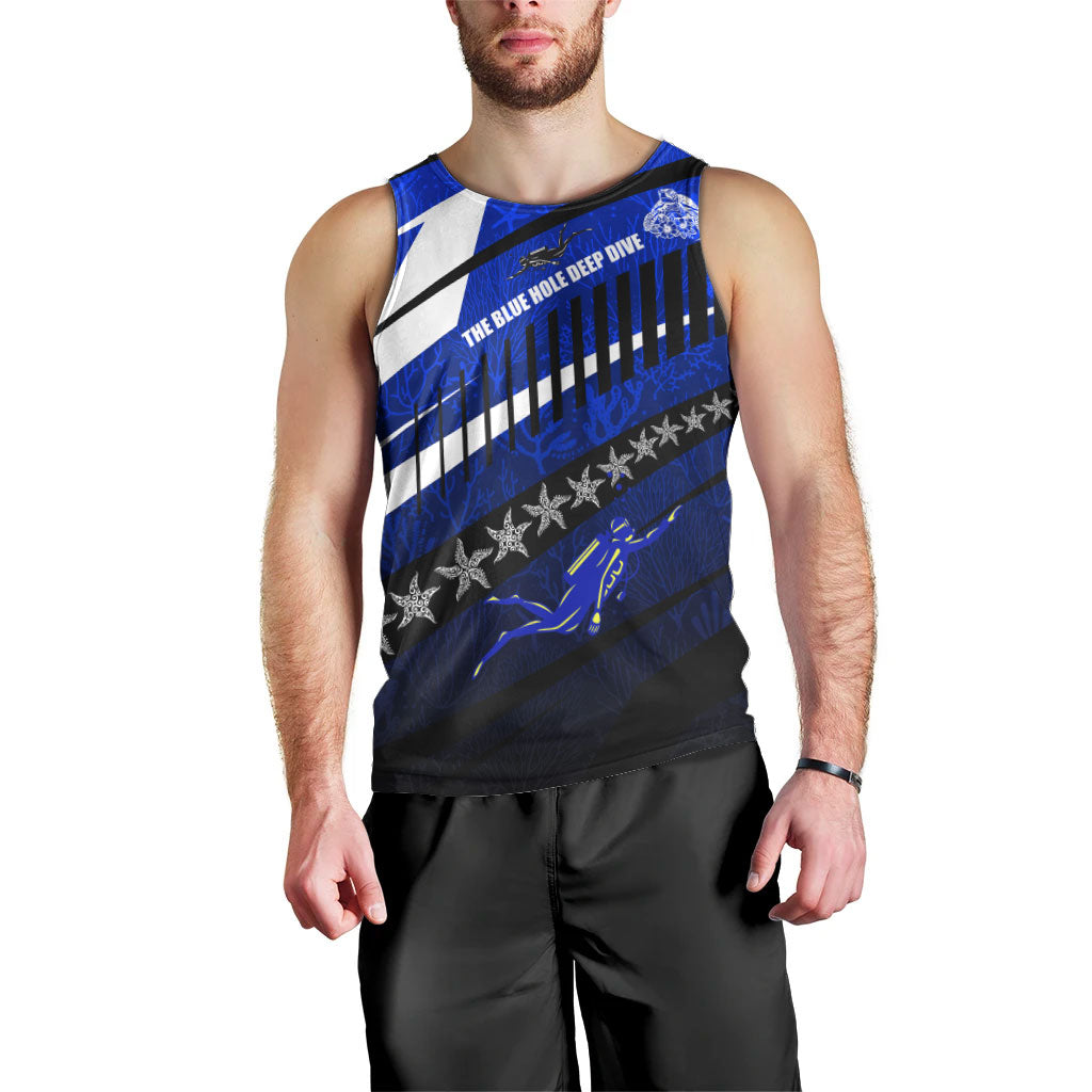 Kosrae Deep Sea Scuba Diving Men Tank Top Blue Hole Beneath The Surface Coral Reef Graphic Art