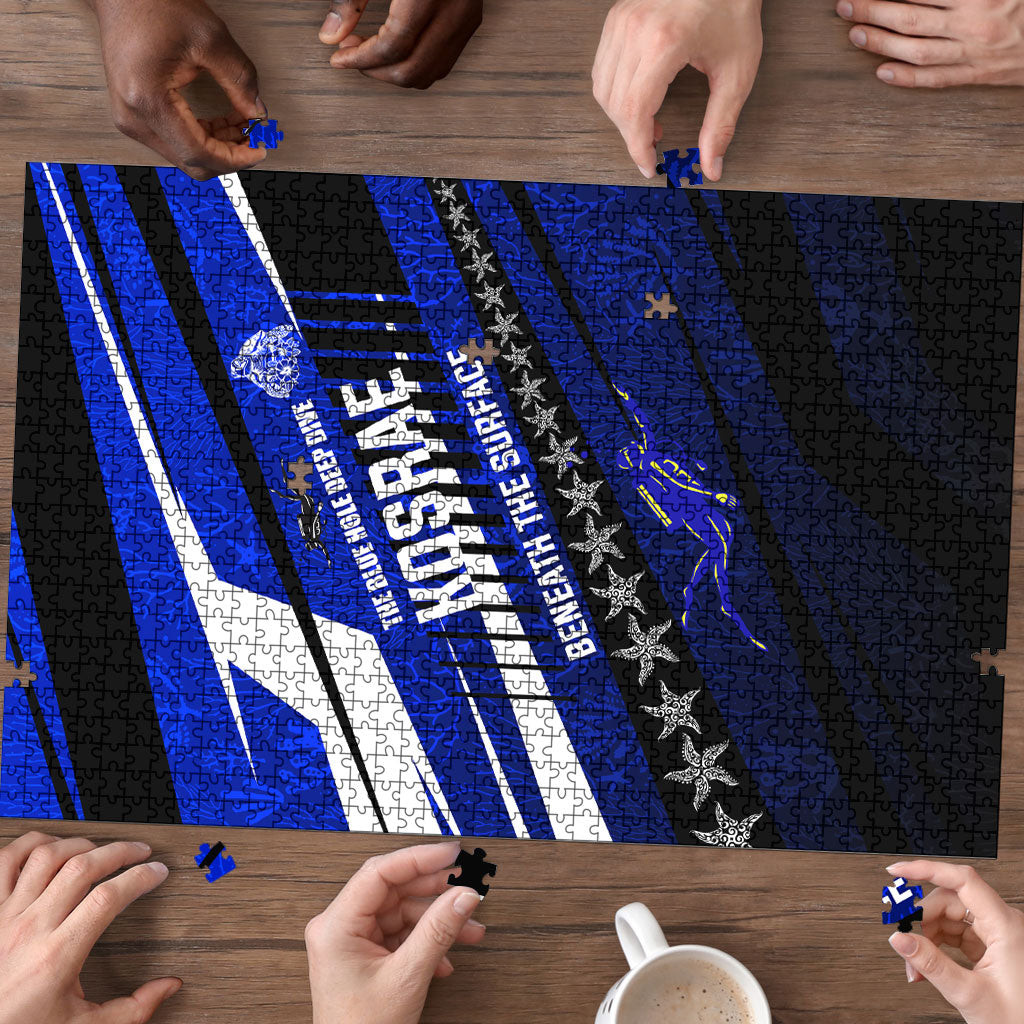 Kosrae Deep Sea Scuba Diving Puzzle Blue Hole Beneath The Surface Coral Reef Graphic Art