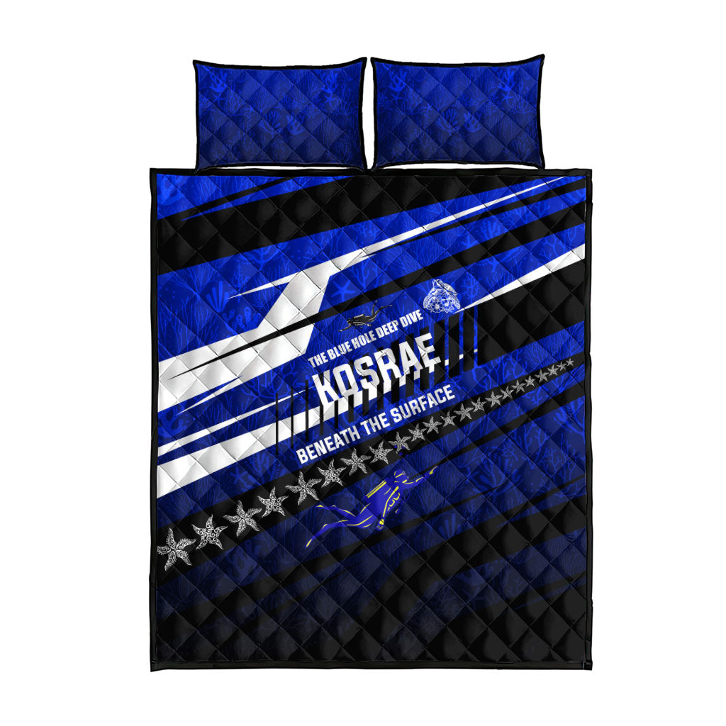 Kosrae Deep Sea Scuba Diving Quilt Bed Set Blue Hole Beneath The Surface Coral Reef Graphic Art