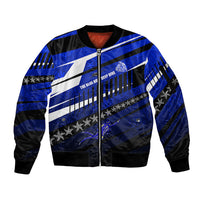 Kosrae Deep Sea Scuba Diving Sleeve Zip Bomber Jacket Blue Hole Beneath The Surface Coral Reef Graphic Art