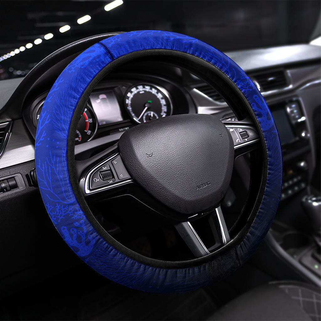 Kosrae Deep Sea Scuba Diving Steering Wheel Cover Blue Hole Beneath The Surface Coral Reef Graphic Art