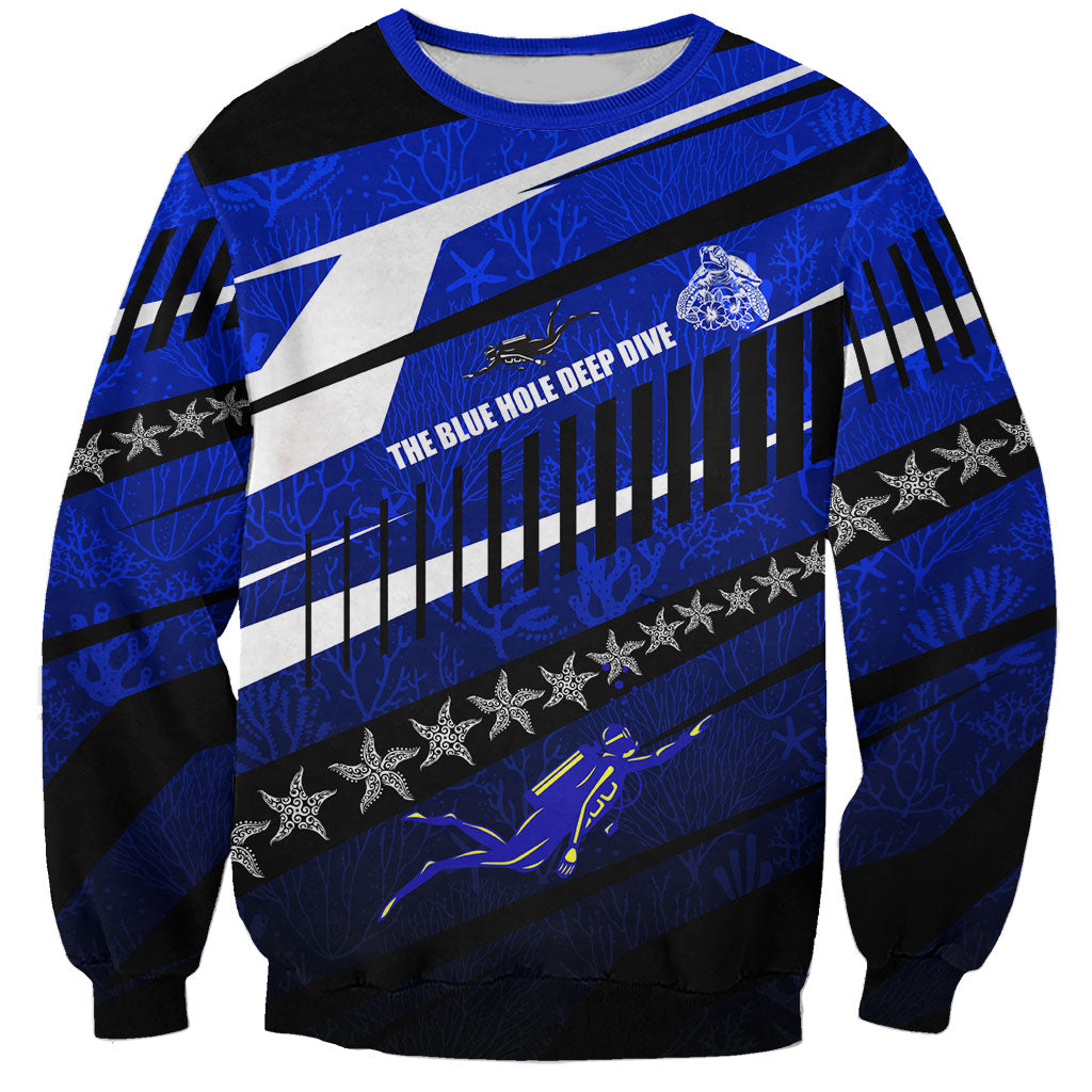 Kosrae Deep Sea Scuba Diving Sweatshirt Blue Hole Beneath The Surface Coral Reef Graphic Art