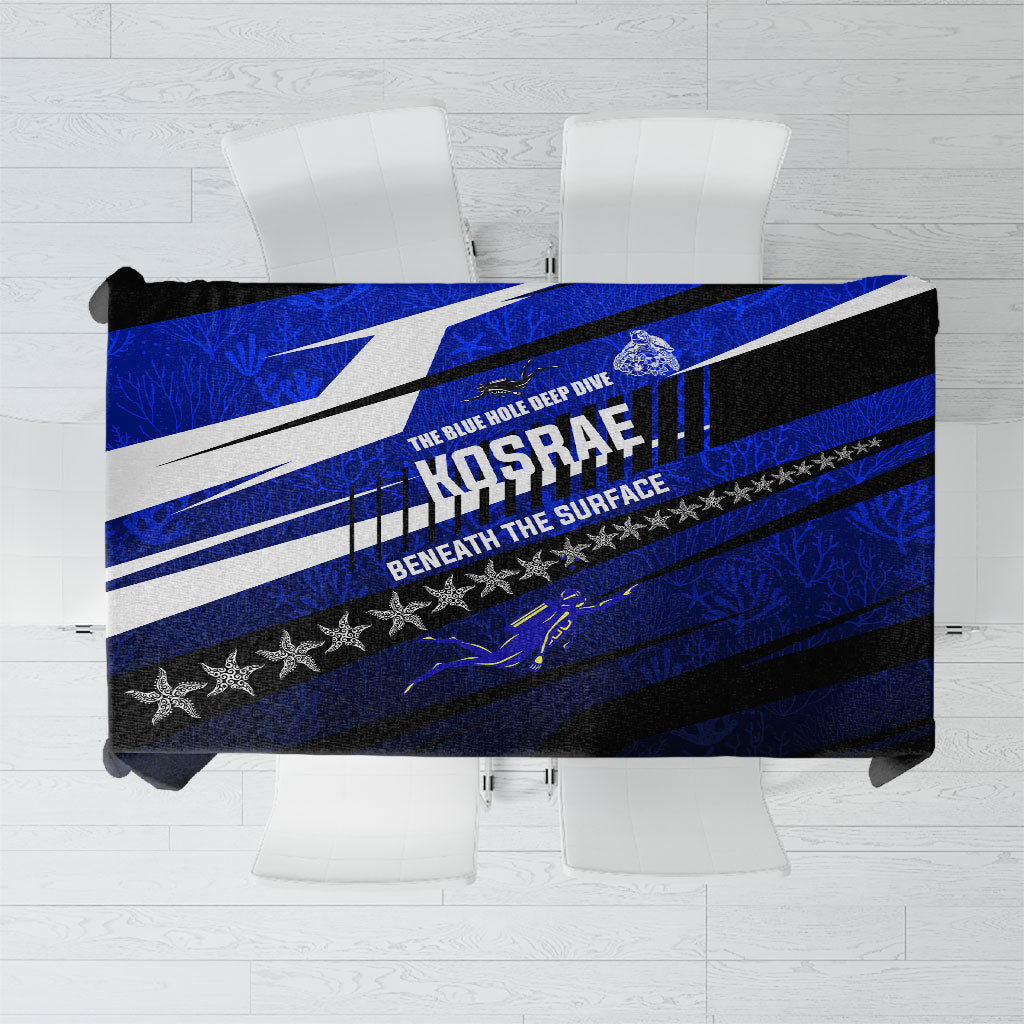 Kosrae Deep Sea Scuba Diving Tablecloth Blue Hole Beneath The Surface Coral Reef Graphic Art TS04 Blue Black - Polynesian Pride