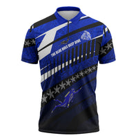 Kosrae Deep Sea Scuba Diving Zipper Polo Shirt Blue Hole Beneath The Surface Coral Reef Graphic Art