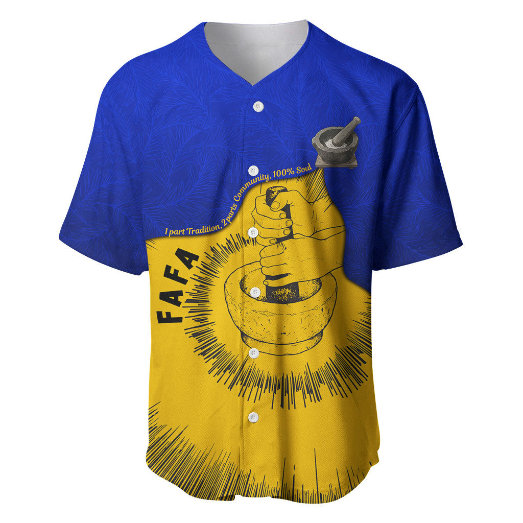 Kosrae Fafa Culinary Heritage Baseball Jersey Kosraean Gold Taro Tradition Illustration With Coconut Leaves