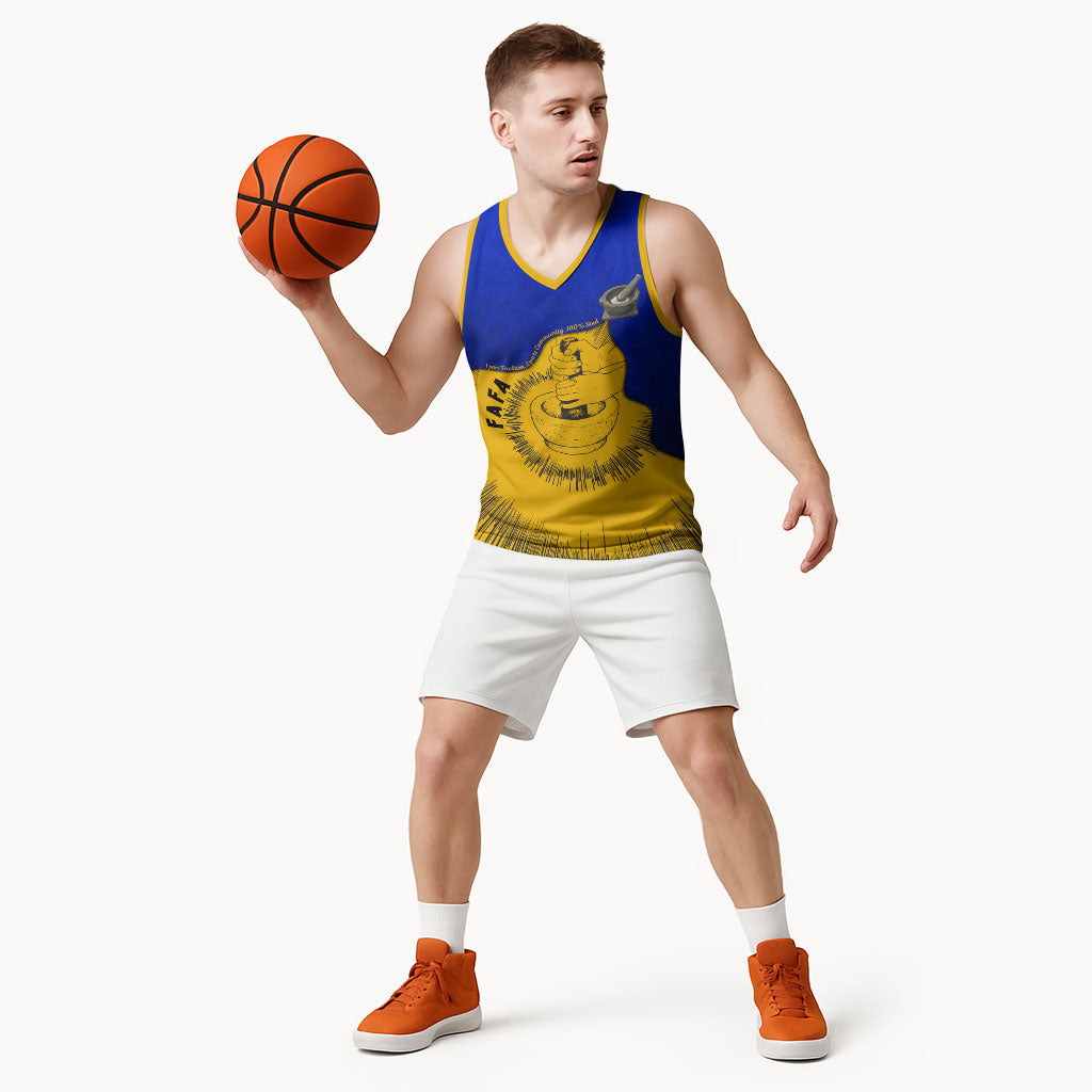 Kosrae Fafa Culinary Heritage Basketball Jersey Kosraean Gold Taro Tradition Illustration With Coconut Leaves