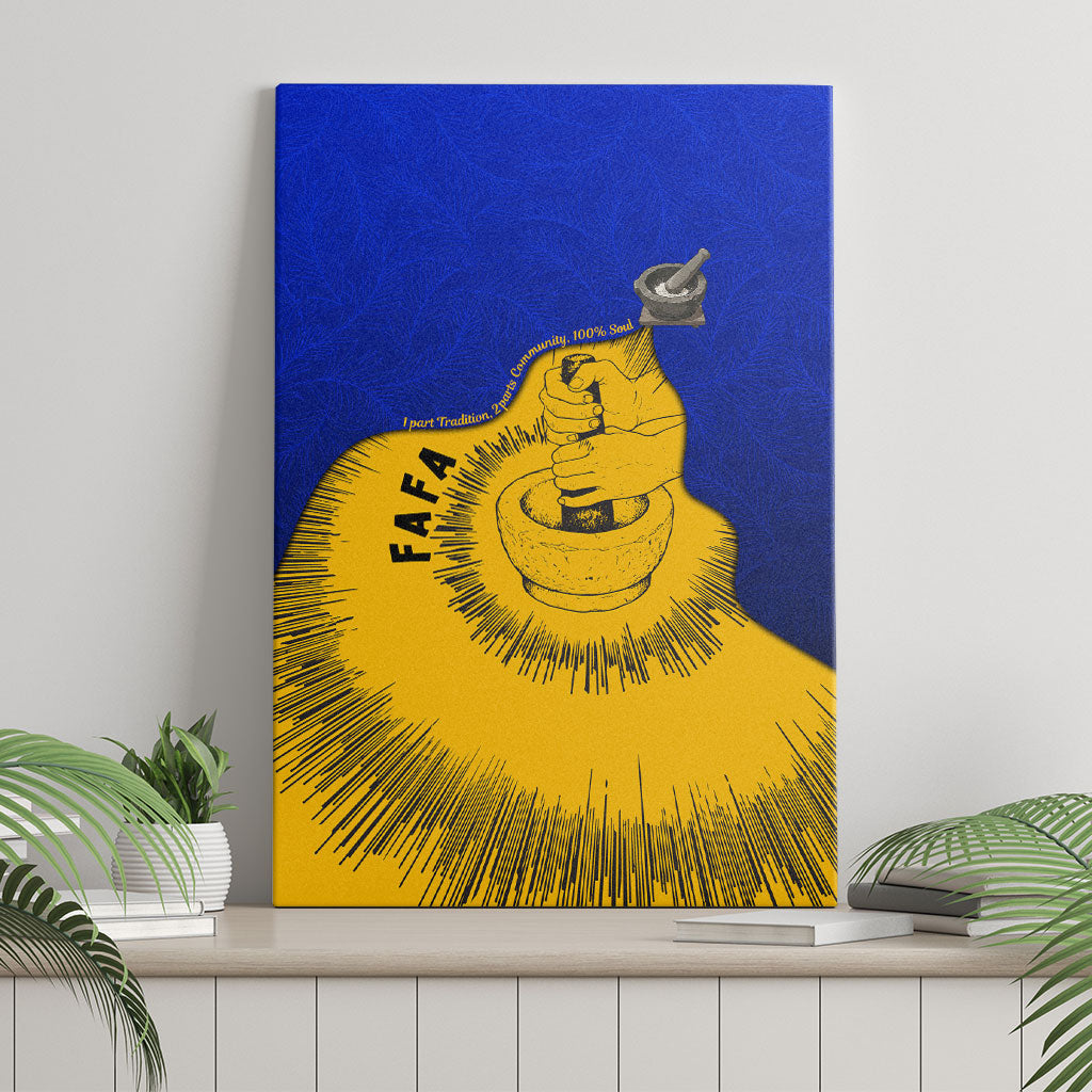 Kosrae Fafa Culinary Heritage Canvas Wall Art Kosraean Gold Taro Tradition Illustration With Coconut Leaves