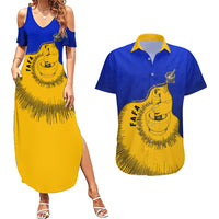 Kosrae Fafa Culinary Heritage Couples Matching Summer Maxi Dress and Hawaiian Shirt Kosraean Gold Taro Tradition Illustration With Coconut Leaves