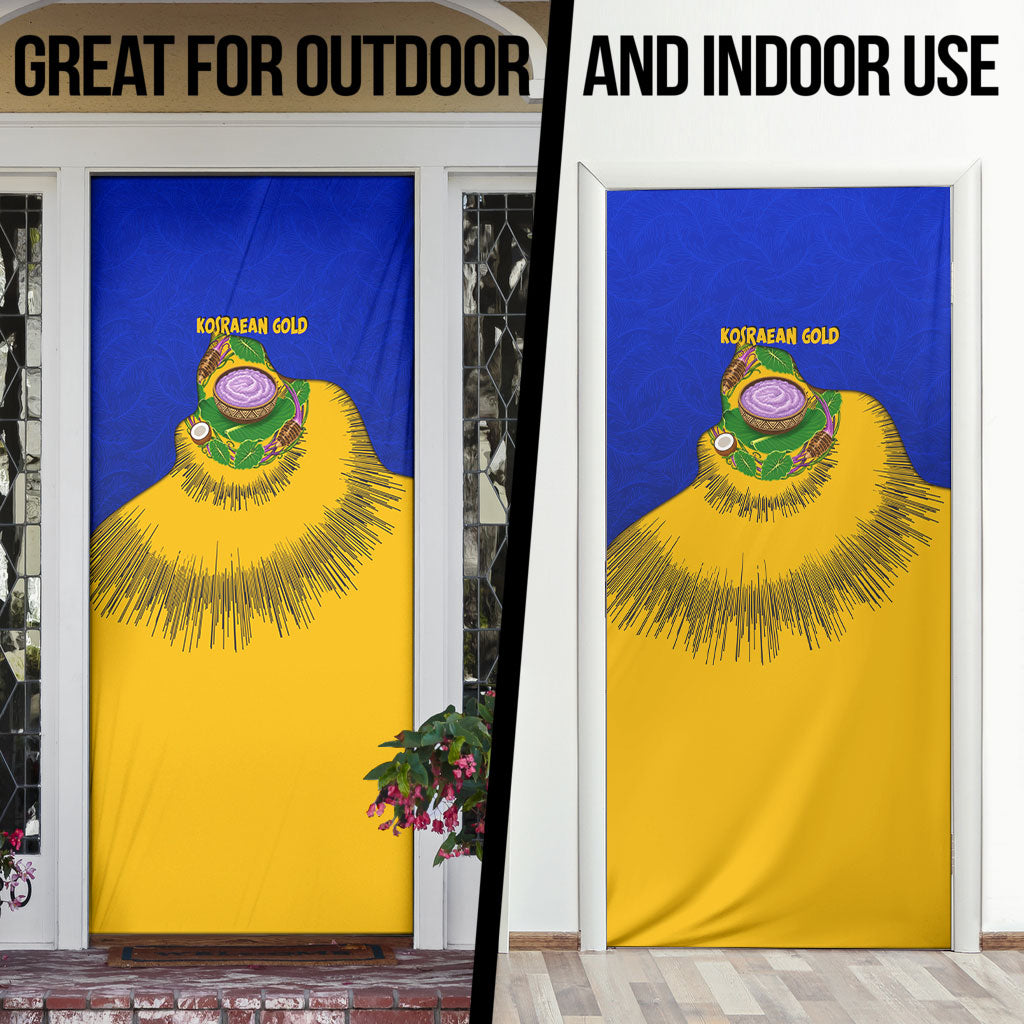Kosrae Fafa Culinary Heritage Door Cover Kosraean Gold Taro Tradition Illustration With Coconut Leaves