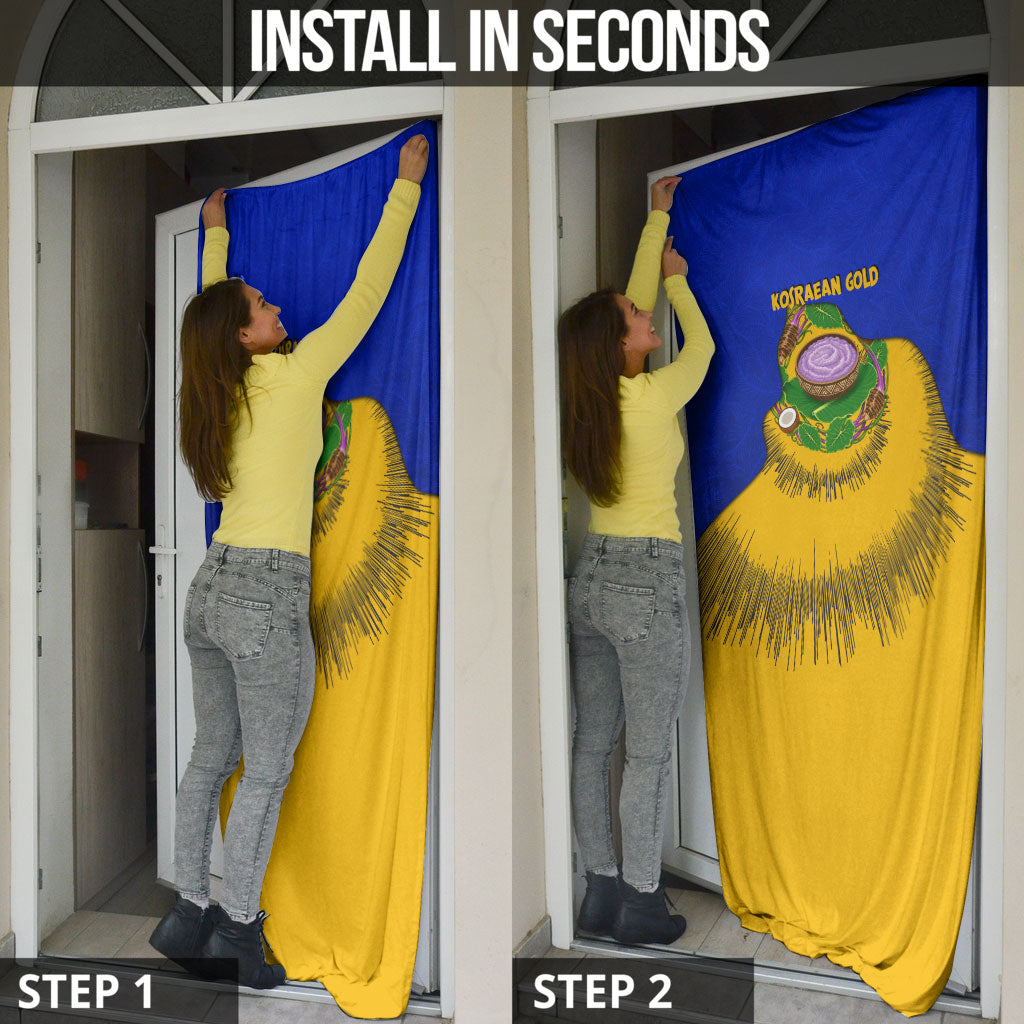 Kosrae Fafa Culinary Heritage Door Cover Kosraean Gold Taro Tradition Illustration With Coconut Leaves