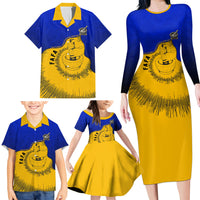 Kosrae Fafa Culinary Heritage Family Matching Long Sleeve Bodycon Dress and Hawaiian Shirt Kosraean Gold Taro Tradition Illustration With Coconut Leaves TS04 - Polynesian Pride