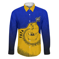 Kosrae Fafa Culinary Heritage Family Matching Long Sleeve Bodycon Dress and Hawaiian Shirt Kosraean Gold Taro Tradition Illustration With Coconut Leaves TS04 Dad's Shirt - Long Sleeve Blue Yellow - Polynesian Pride