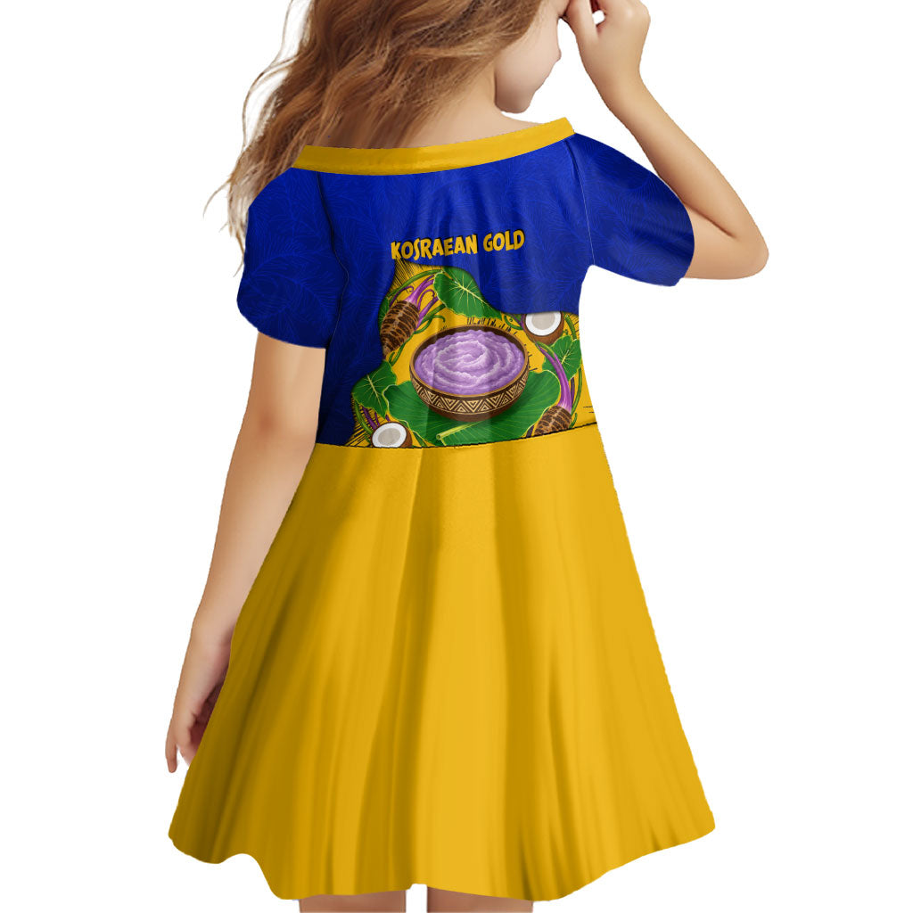 Kosrae Fafa Culinary Heritage Family Matching Mermaid Dress and Hawaiian Shirt Kosraean Gold Taro Tradition Illustration With Coconut Leaves