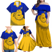 Kosrae Fafa Culinary Heritage Family Matching Off Shoulder Maxi Dress and Hawaiian Shirt Kosraean Gold Taro Tradition Illustration With Coconut Leaves TS04 - Polynesian Pride