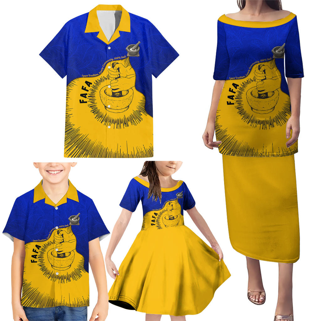 Kosrae Fafa Culinary Heritage Family Matching Puletasi and Hawaiian Shirt Kosraean Gold Taro Tradition Illustration With Coconut Leaves TS04 - Polynesian Pride