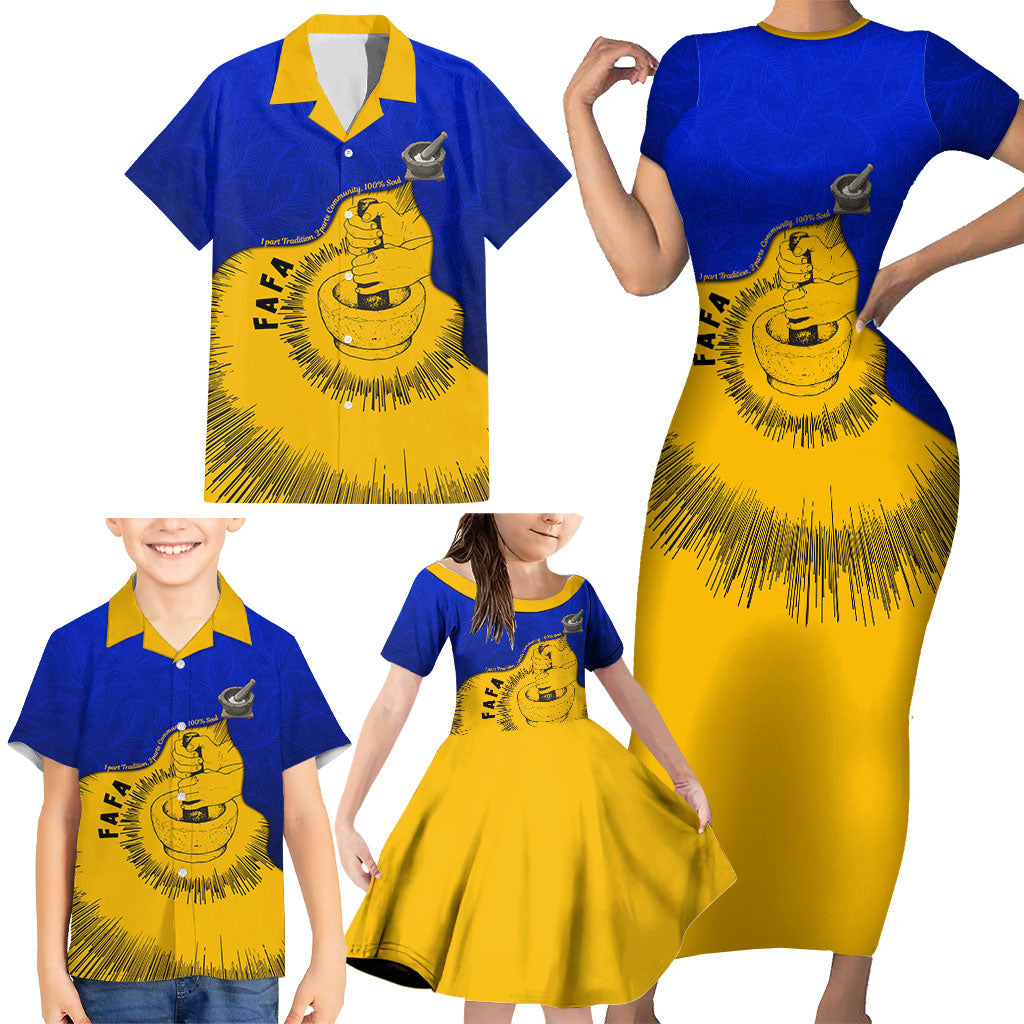Kosrae Fafa Culinary Heritage Family Matching Short Sleeve Bodycon Dress and Hawaiian Shirt Kosraean Gold Taro Tradition Illustration With Coconut Leaves TS04 - Polynesian Pride