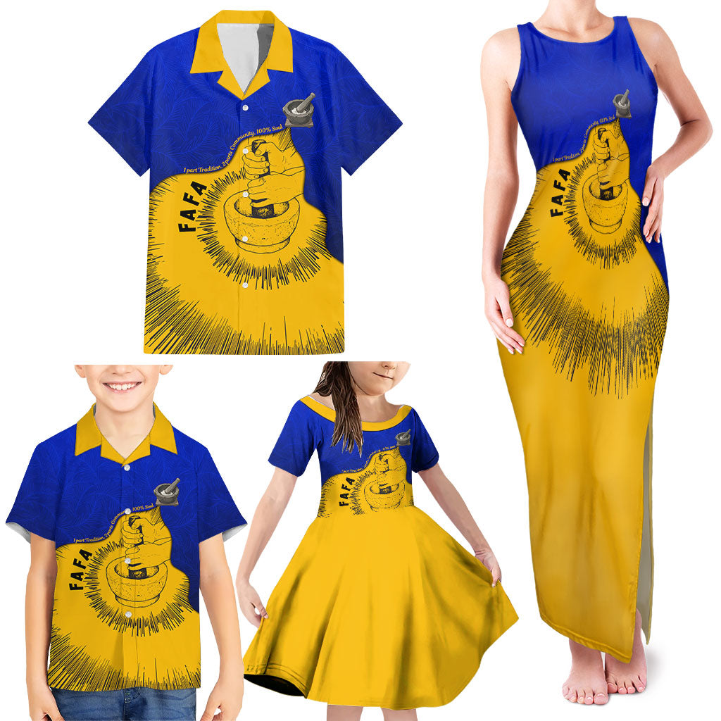 Kosrae Fafa Culinary Heritage Family Matching Tank Maxi Dress and Hawaiian Shirt Kosraean Gold Taro Tradition Illustration With Coconut Leaves TS04 - Polynesian Pride