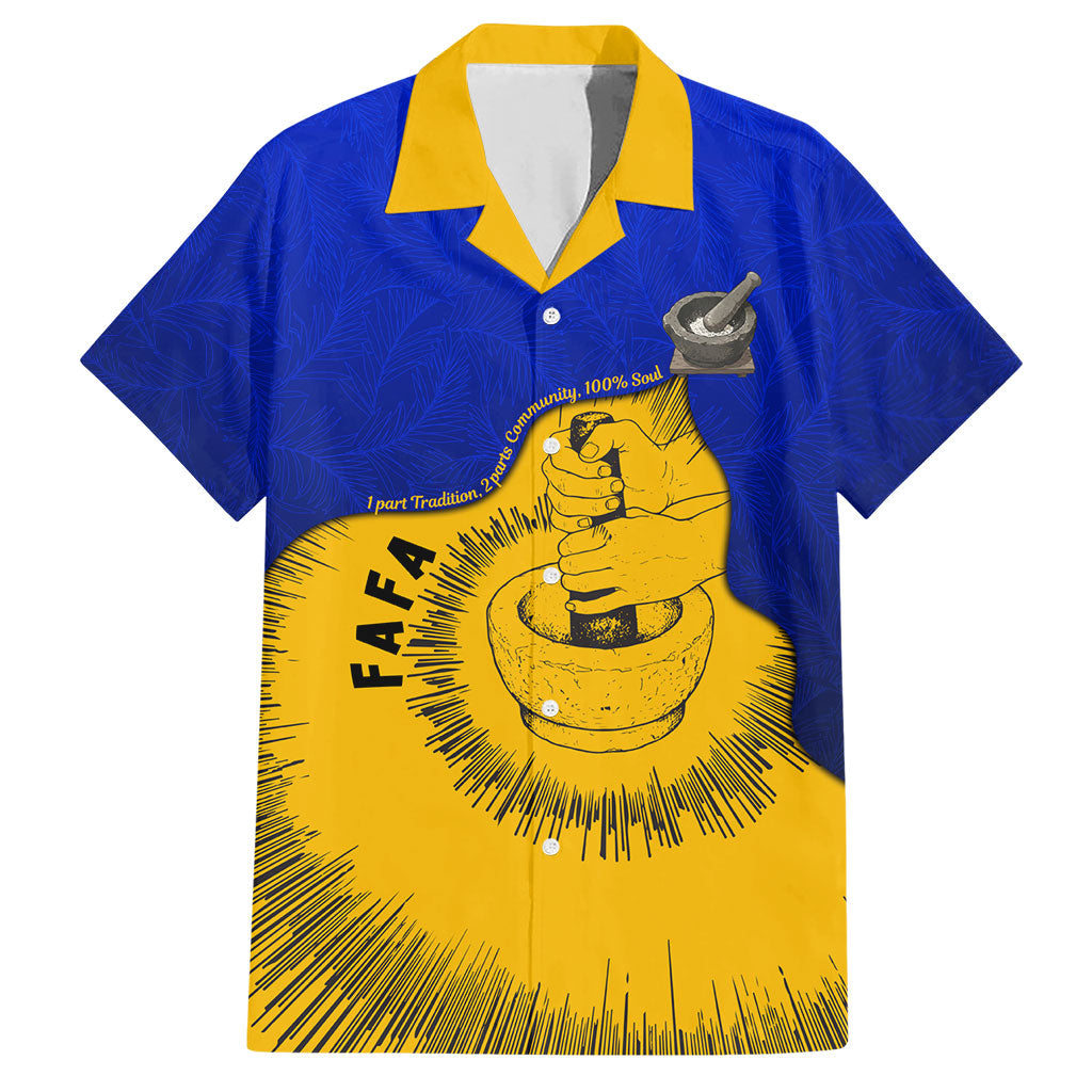 Kosrae Fafa Culinary Heritage Hawaiian Shirt Kosraean Gold Taro Tradition Illustration With Coconut Leaves TS04 Blue Yellow - Polynesian Pride