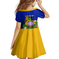Kosrae Fafa Culinary Heritage Kid Short Sleeve Dress Kosraean Gold Taro Tradition Illustration With Coconut Leaves