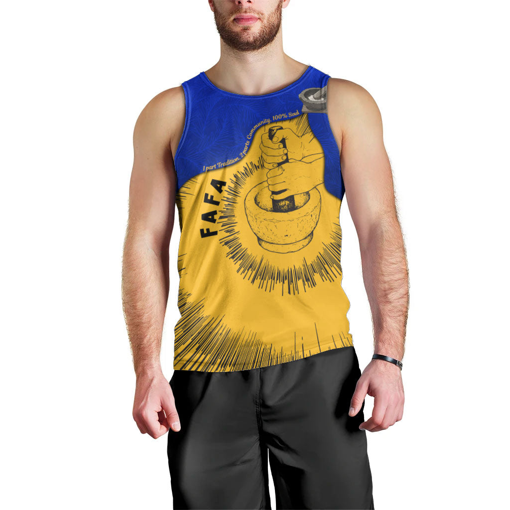 Kosrae Fafa Culinary Heritage Men Tank Top Kosraean Gold Taro Tradition Illustration With Coconut Leaves