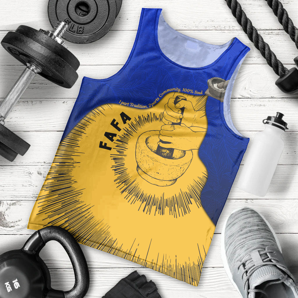Kosrae Fafa Culinary Heritage Men Tank Top Kosraean Gold Taro Tradition Illustration With Coconut Leaves