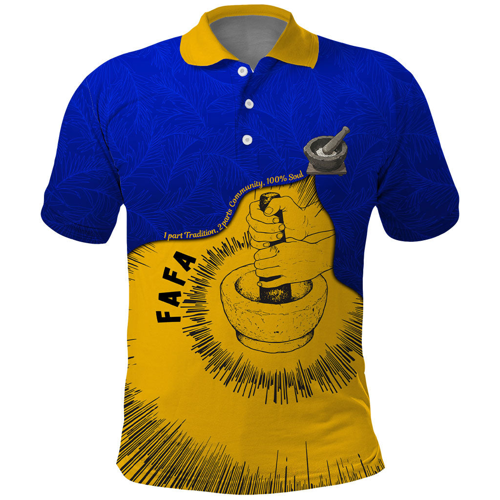 Kosrae Fafa Culinary Heritage Polo Shirt Kosraean Gold Taro Tradition Illustration With Coconut Leaves