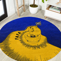 Kosrae Fafa Culinary Heritage Round Carpet Kosraean Gold Taro Tradition Illustration With Coconut Leaves