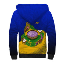 Kosrae Fafa Culinary Heritage Sherpa Hoodie Kosraean Gold Taro Tradition Illustration With Coconut Leaves