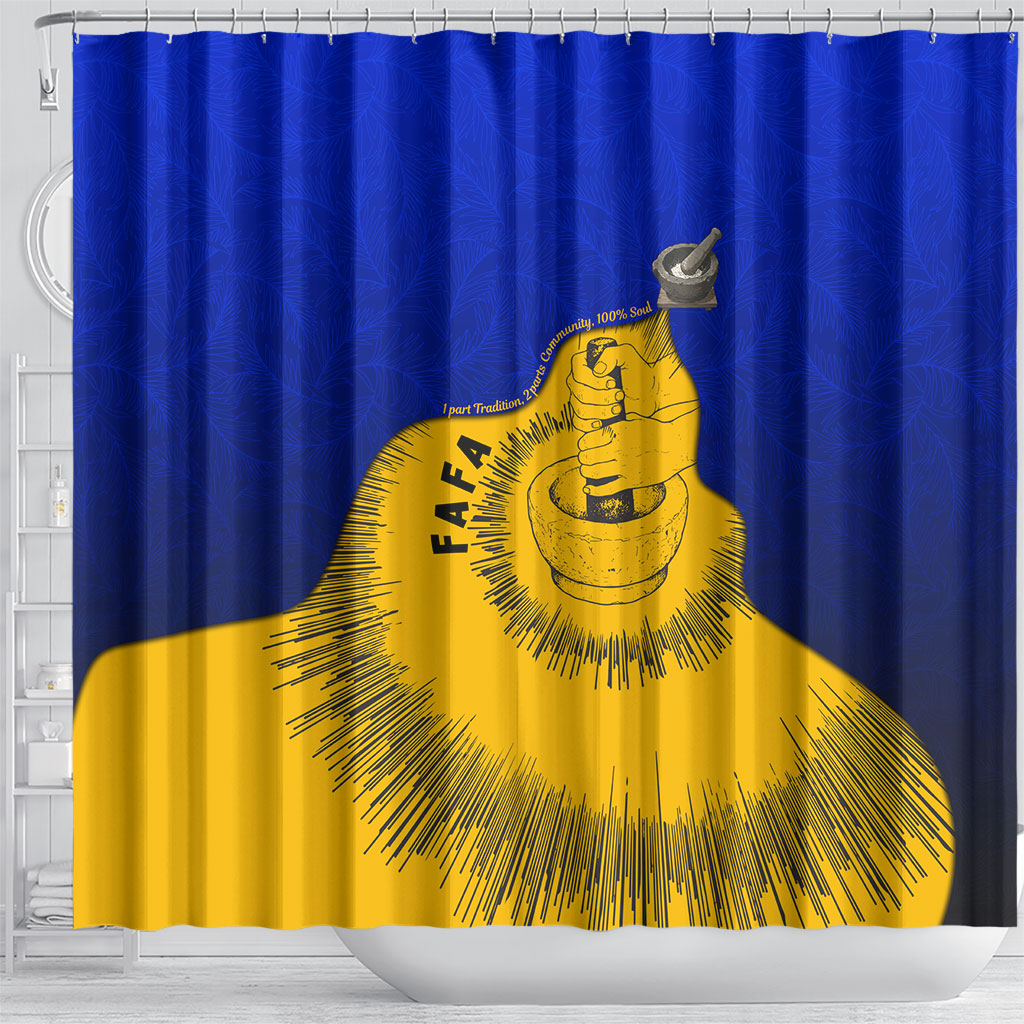 Kosrae Fafa Culinary Heritage Shower Curtain Kosraean Gold Taro Tradition Illustration With Coconut Leaves