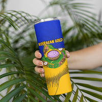 Kosrae Fafa Culinary Heritage Skinny Tumbler Kosraean Gold Taro Tradition Illustration With Coconut Leaves