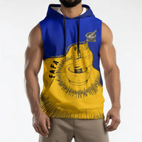 Kosrae Fafa Culinary Heritage Sleeveless Hoodie Kosraean Gold Taro Tradition Illustration With Coconut Leaves