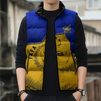 Kosrae Fafa Culinary Heritage Sleeveless Puffer Jacket Kosraean Gold Taro Tradition Illustration With Coconut Leaves