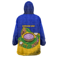 Kosrae Fafa Culinary Heritage Wearable Blanket Hoodie Kosraean Gold Taro Tradition Illustration With Coconut Leaves