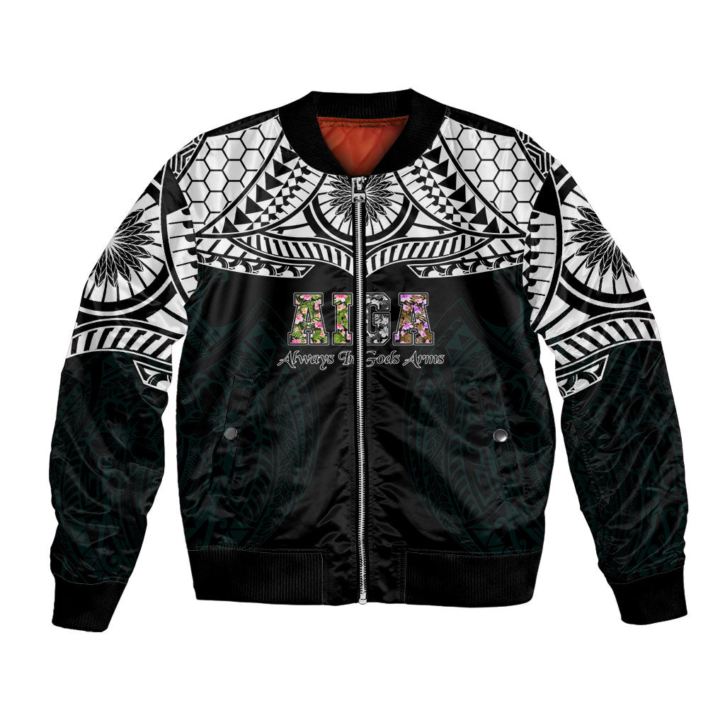 AIGA Always In Gods Arms Samoa Bomber Jacket Polynesian Tribal Tattoo Art Family Heritage Faith