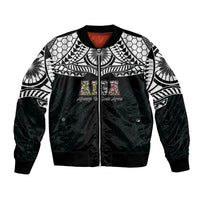 AIGA Always In Gods Arms Samoa Bomber Jacket Polynesian Tribal Tattoo Art Family Heritage Faith TS04 Unisex Black White - Polynesian Pride