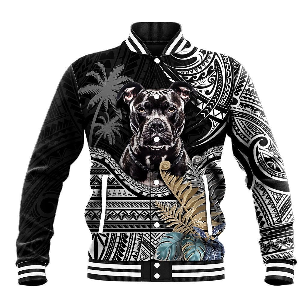 Polynesian Pitbull Baseball Jacket Polynesian Pattern And Pitbull TS04 Unisex Black - Polynesian Pride