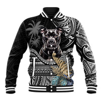 Polynesian Pitbull Baseball Jacket Polynesian Pattern And Pitbull TS04 Unisex Black - Polynesian Pride