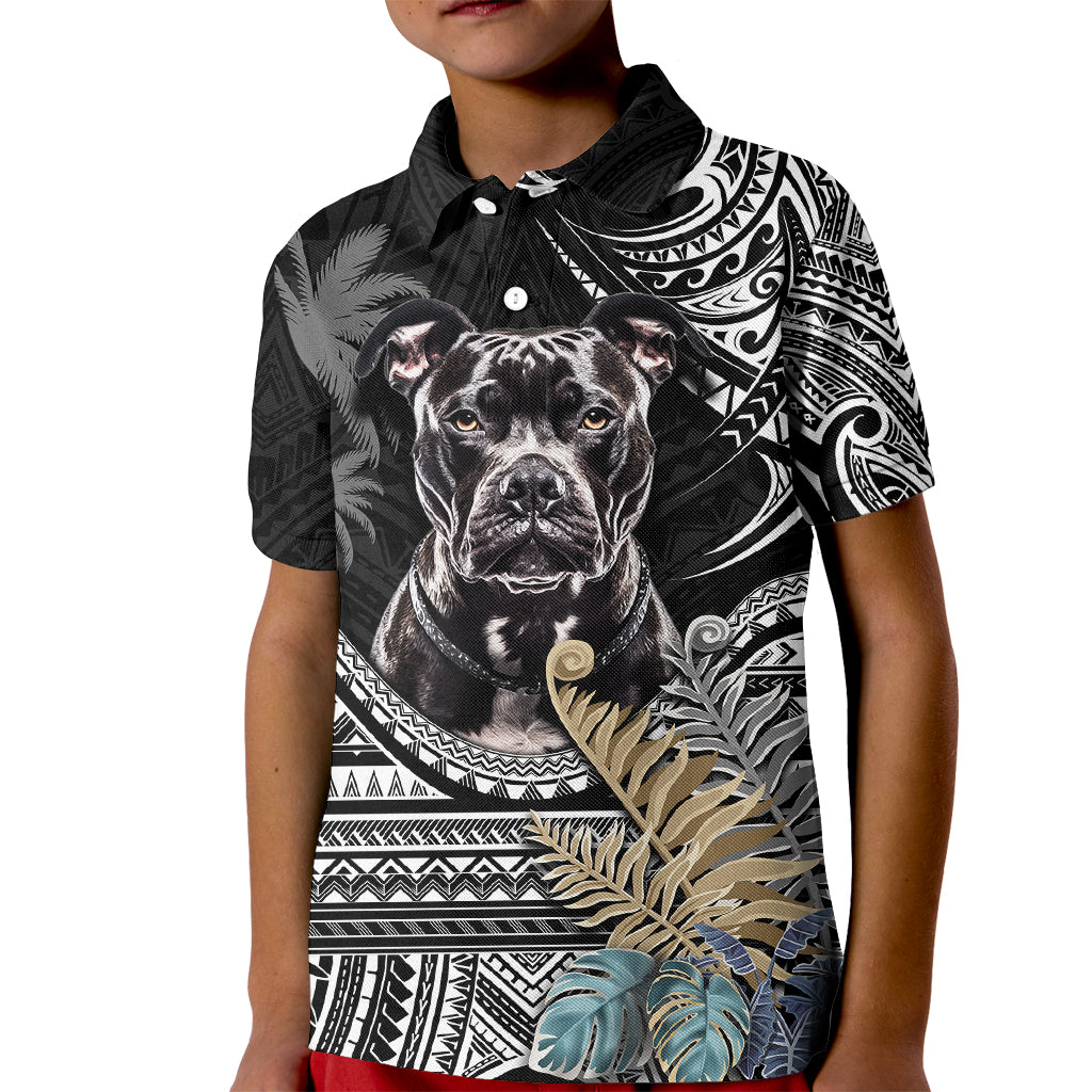 Polynesian Pitbull Kid Polo Shirt Polynesian Pattern And Pitbull TS04 Kid Black - Polynesian Pride