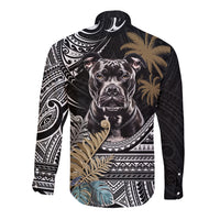 Polynesian Pitbull Long Sleeve Button Shirt Polynesian Pattern And Pitbull TS04 - Polynesian Pride