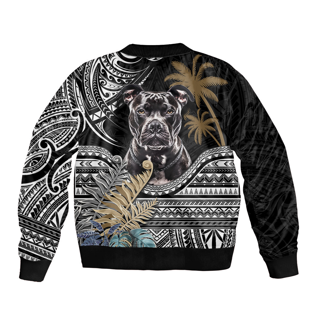 Polynesian Pitbull Sleeve Zip Bomber Jacket Polynesian Pattern And Pitbull TS04 - Polynesian Pride
