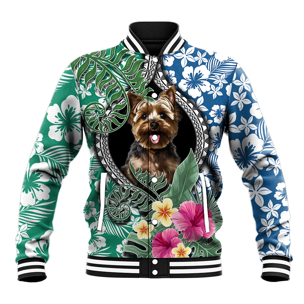 Polynesian Yorkshire Terrier Baseball Jacket Polynesian Pattern And Yorkshire Terrier TS04 Unisex Multicolor - Polynesian Pride