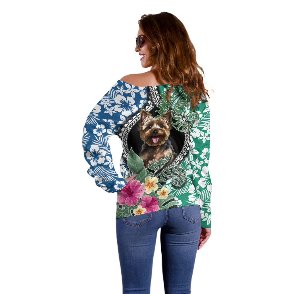 Polynesian Yorkshire Terrier Off Shoulder Sweater Polynesian Pattern And Yorkshire Terrier TS04 - Polynesian Pride