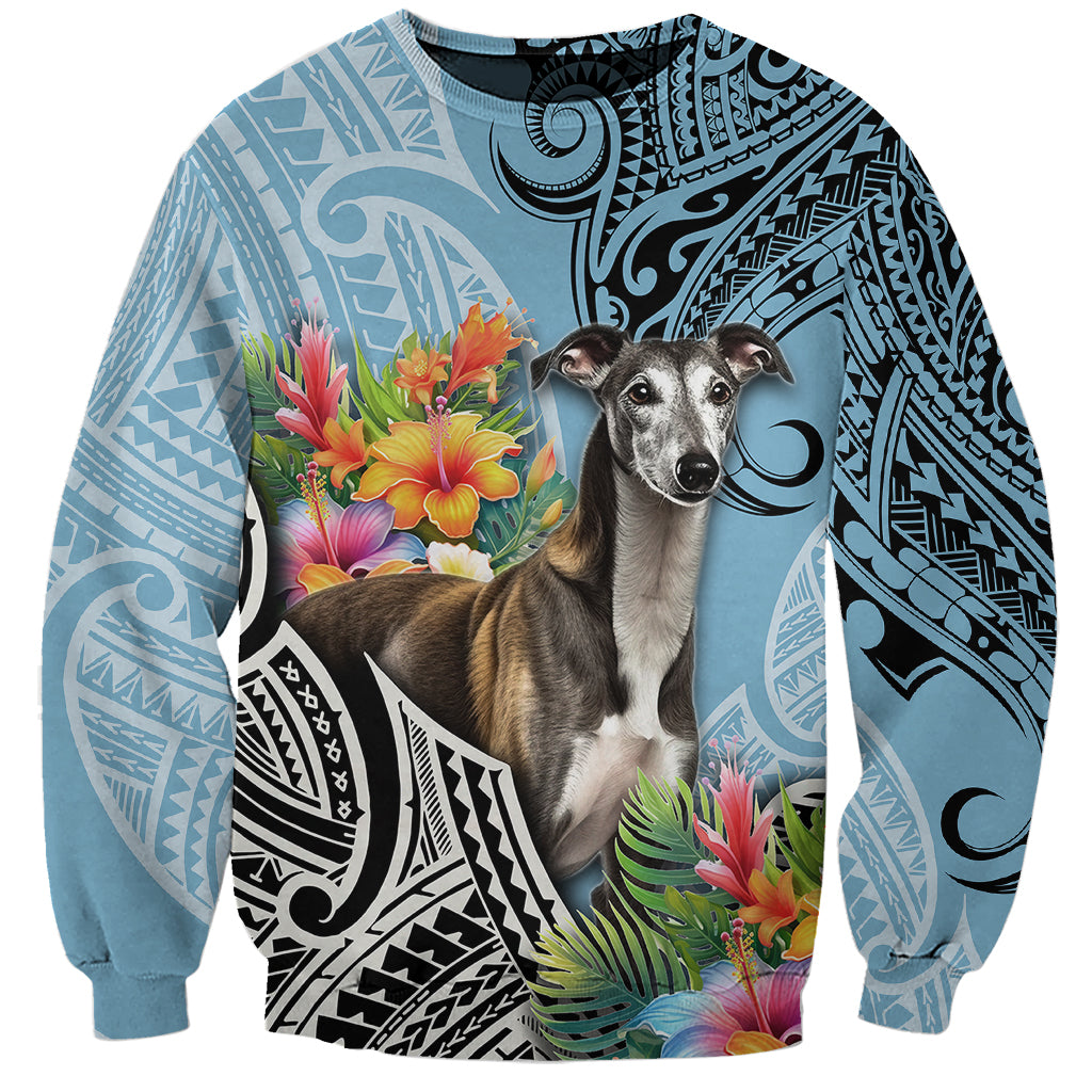 Polynesian Greyhound Sweatshirt Polynesian Pattern And Greyhound TS04 Unisex Cyan - Polynesian Pride