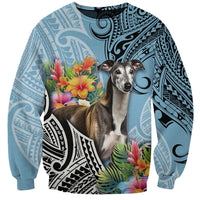 Polynesian Greyhound Sweatshirt Polynesian Pattern And Greyhound TS04 Unisex Cyan - Polynesian Pride