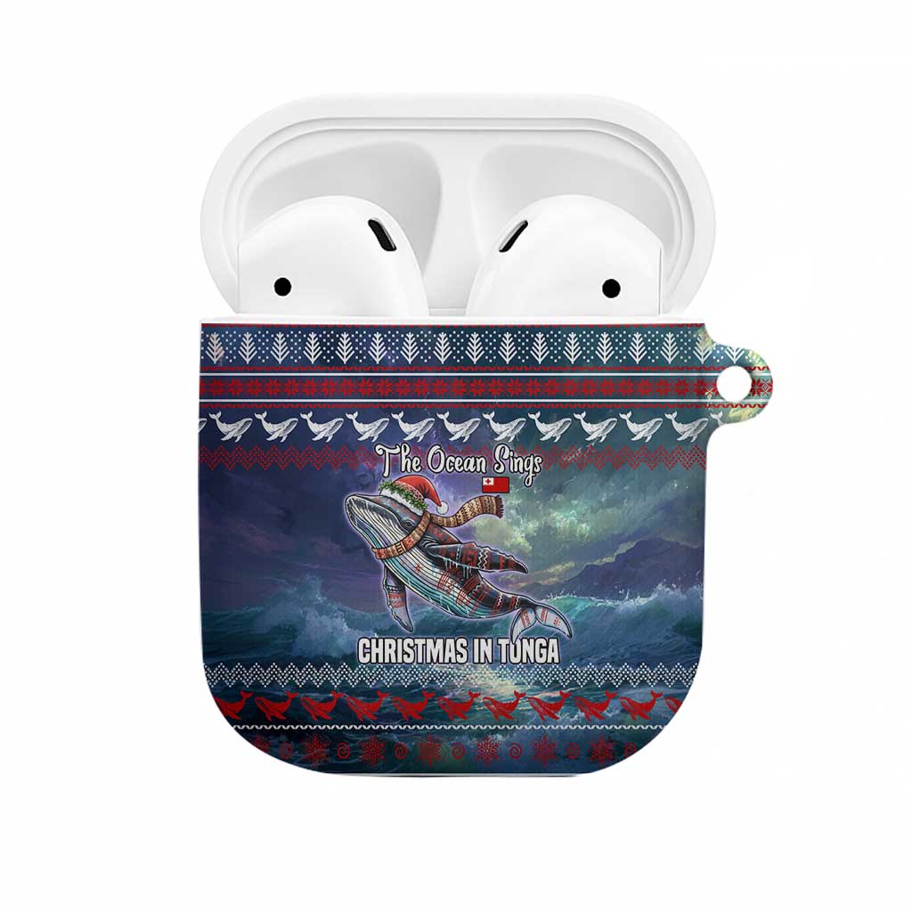 Tonga Christmas AirPods Case with Singing Whale Ocean Scene National Coat of Arms - Polynesian Pride