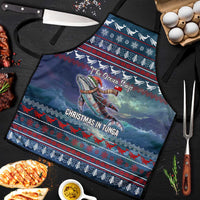 Tonga Christmas Apron with Singing Whale Ocean Scene National Coat of Arms - Polynesian Pride