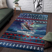 Tonga Christmas Area Rug with Singing Whale Ocean Scene National Coat of Arms - Polynesian Pride